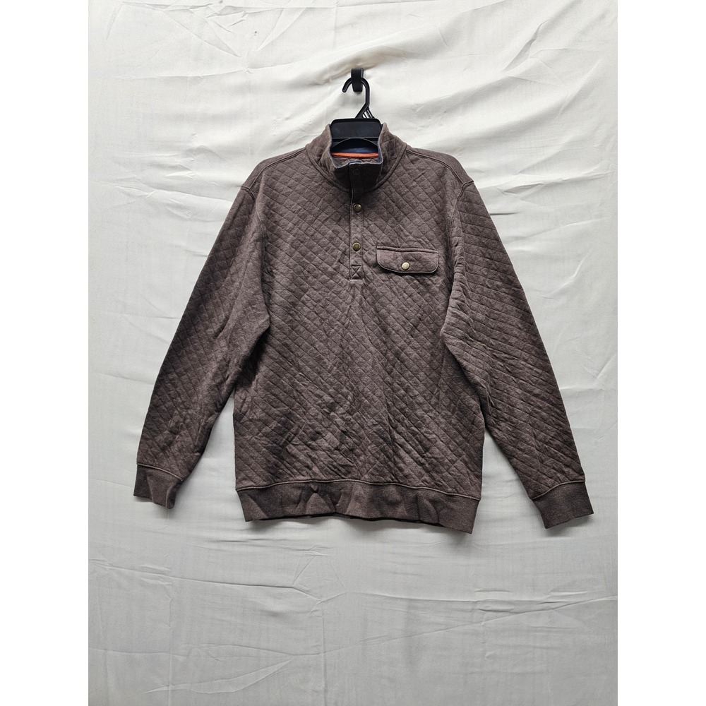 Goodfellow & Co Mens Quilted 1/4 Snap Pullover Brown Cotton Blend Size Medium
